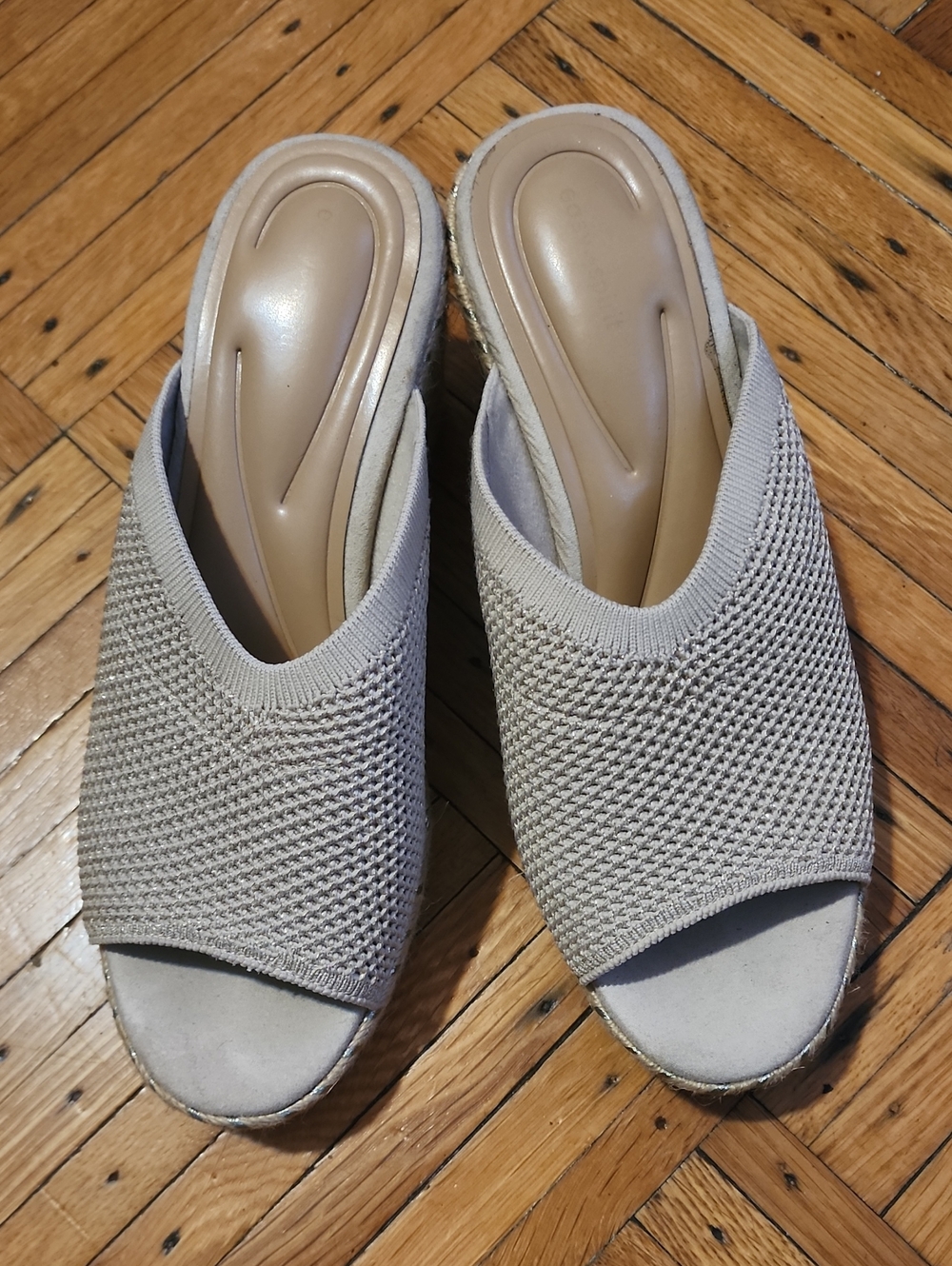 Easy Spirit Women's Knit Peep-Toe Mule - Light Taupe